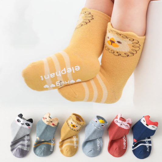 Baby Cartoon Print Pattern Striped Design Mid Tube Cotton Socks