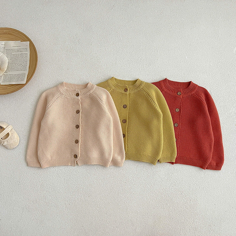 Autumn Round Neck Single Breasted Knitted Cardigan