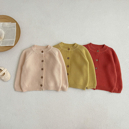 Autumn Round Neck Single Breasted Knitted Cardigan
