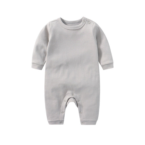 Baby Solid Color Long Sleeve Soft Cotton Rompers Home Clothes