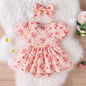 Baby Girl Flower Graphic A-Line Onesies Dress & Headband