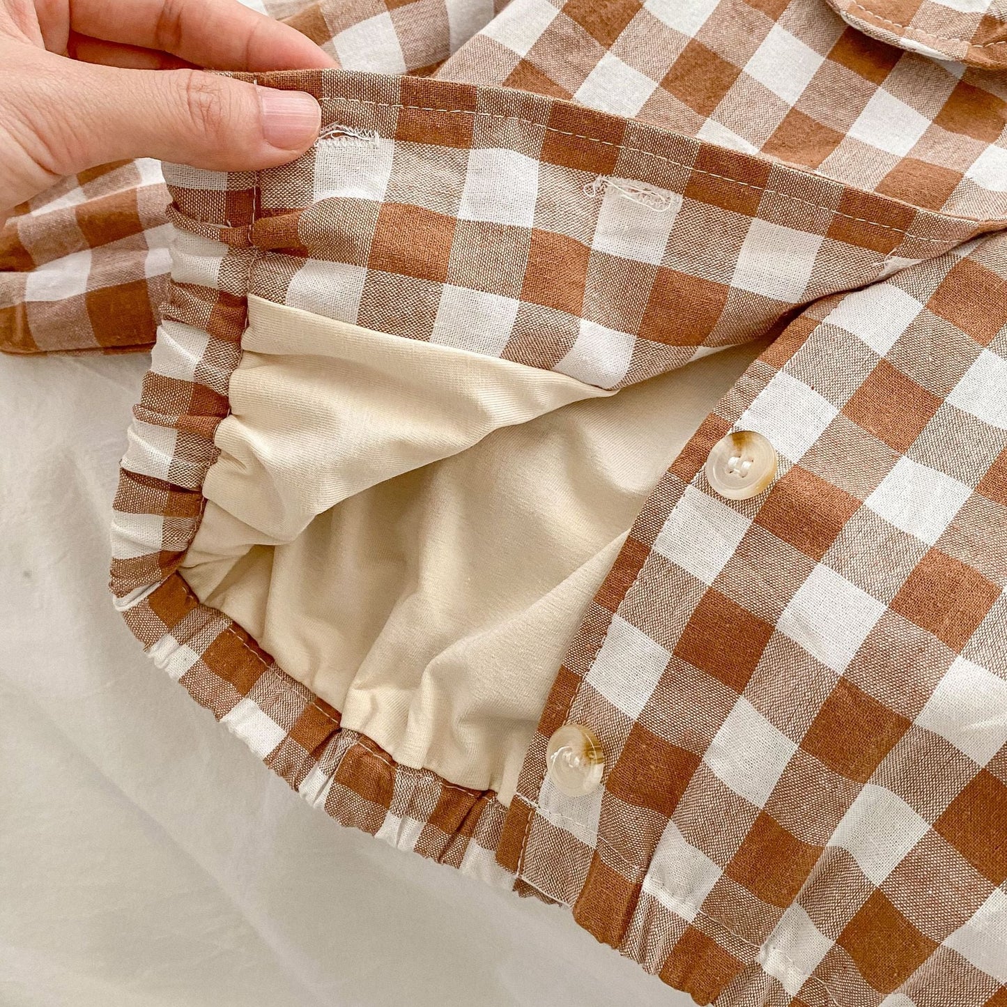 Baby Checkerboard Pattern Bear Patched Design Coat