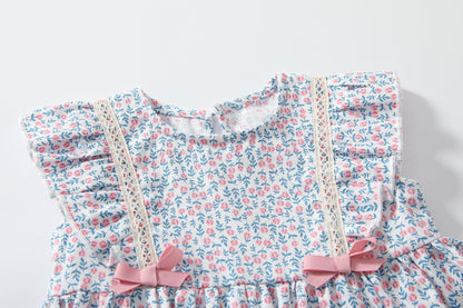 Baby Girls Floral Print Sleeveless Dress Combo Pink Solid Pants With