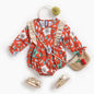 Baby Girl Floral Print Round Collar Long-Sleeved Cotton Onesies