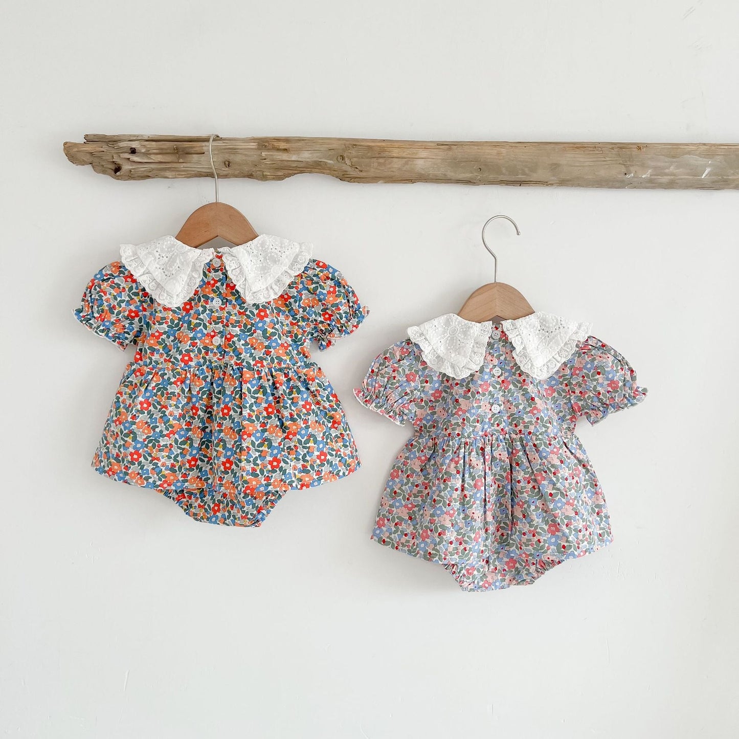 Baby Girls Little Floral Print Lovely Collar Dress Onesies