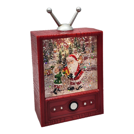 Retro TV Santa Snow Globe