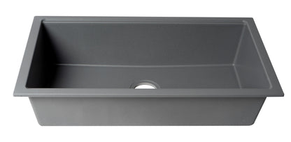 ALFI brand AB3418SBUM 33" Granite Composite Workstation Step Rim Single Bowl Undermount Sink with Accessories