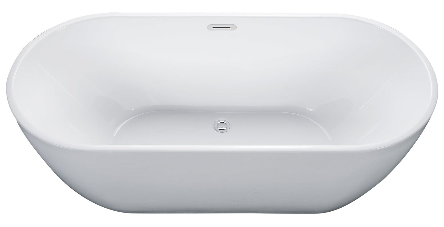 ALFI brand  AB8839 67 inch White Oval Acrylic Free Standing Soaking Bathtub