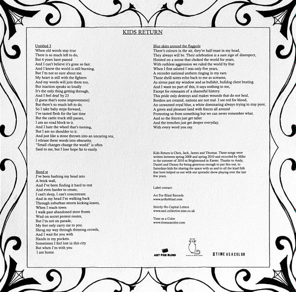 Saturday's Kids / Kids Return (10" VINYL) | Near Mint (NM or M-) Near Mint (NM or M-)