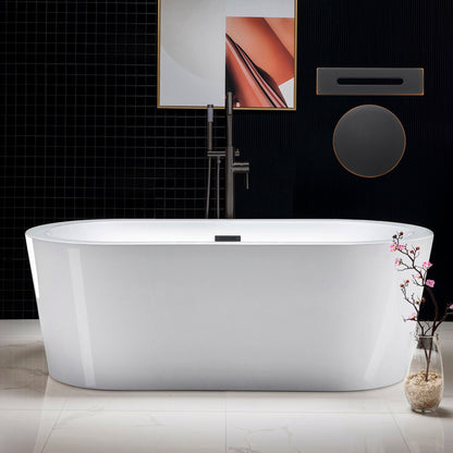 WOODBRIDGE 66" Acrylic Freestanding Bathtub Contemporary Soaking Tub