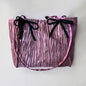 Chic Mini Silk Handbag – Purple Pleats