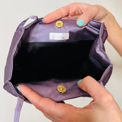 Chic Mini Silk Handbag – Purple and Black