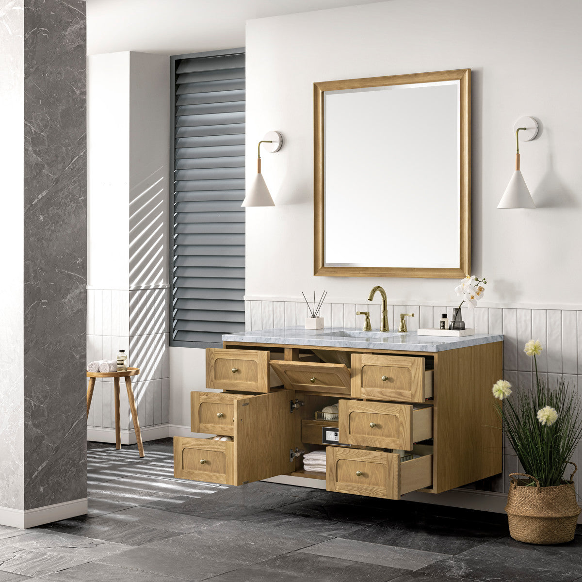 Laurent 48" Single Vanity Cabinet, Light Natural Oak