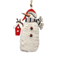 Wood and Fur Snowman Ornament - Holding Birdhouse