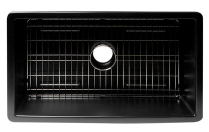 ALFI brand ABF3219SUD 32" x 19" Fireclay Single Bowl Undermount / Drop In Kitchen Sink w Grid