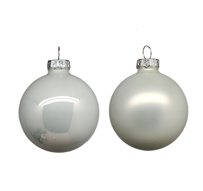 Glass 2.4" Ornaments - 10 piece Set - Winter White