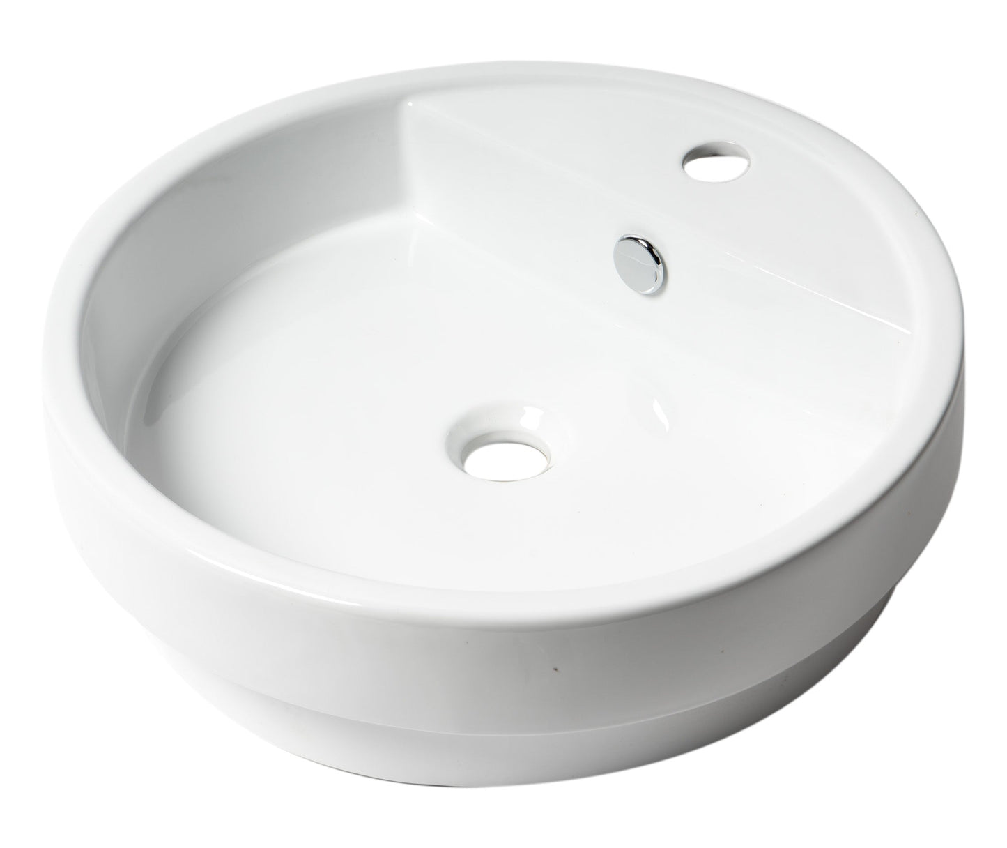 ALFI brand  ABC702 White 19" Round Semi Recessed Ceramic Sink with Faucet Hole