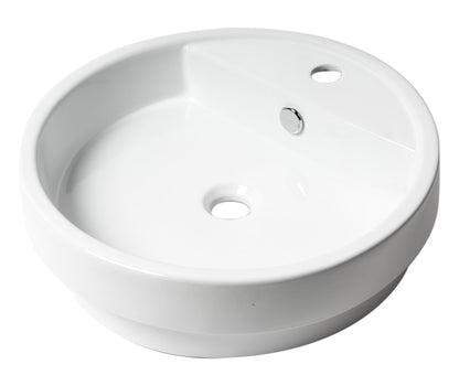 ALFI brand  ABC702 White 19" Round Semi Recessed Ceramic Sink with Faucet Hole