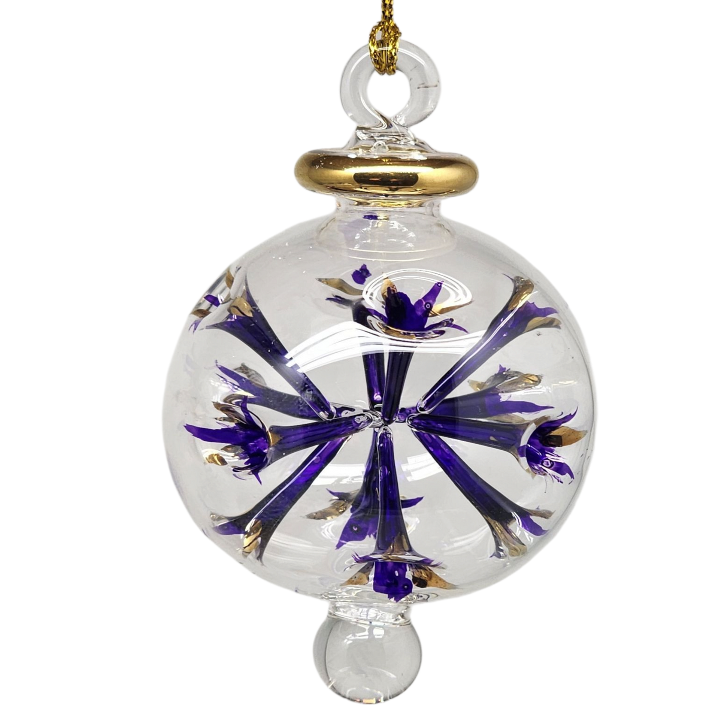 Blown Glass Pierced Starburst Ornament - Purple