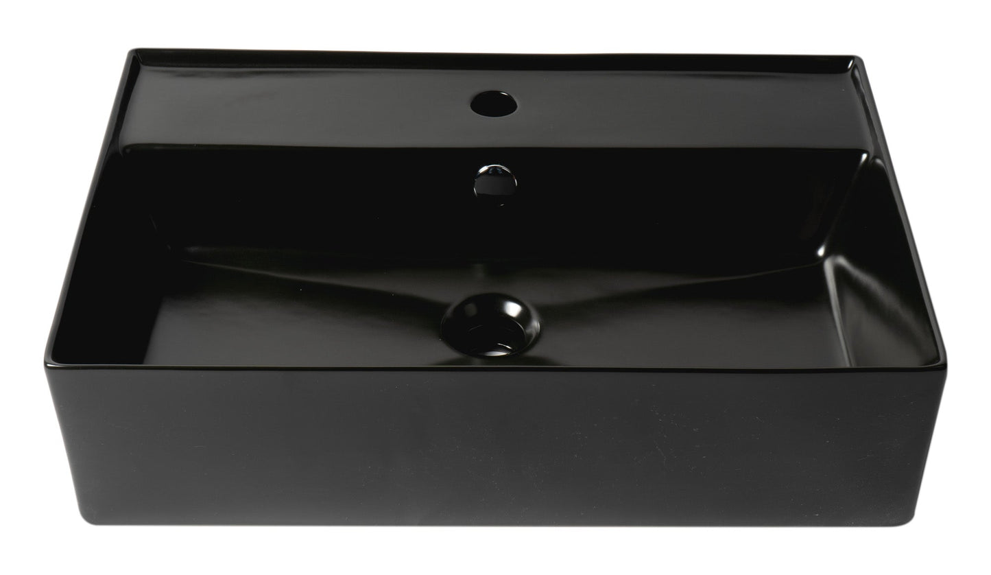 ALFI brand ABC901 24" Modern Rectangular Above Mount Ceramic Sink with Faucet Hole