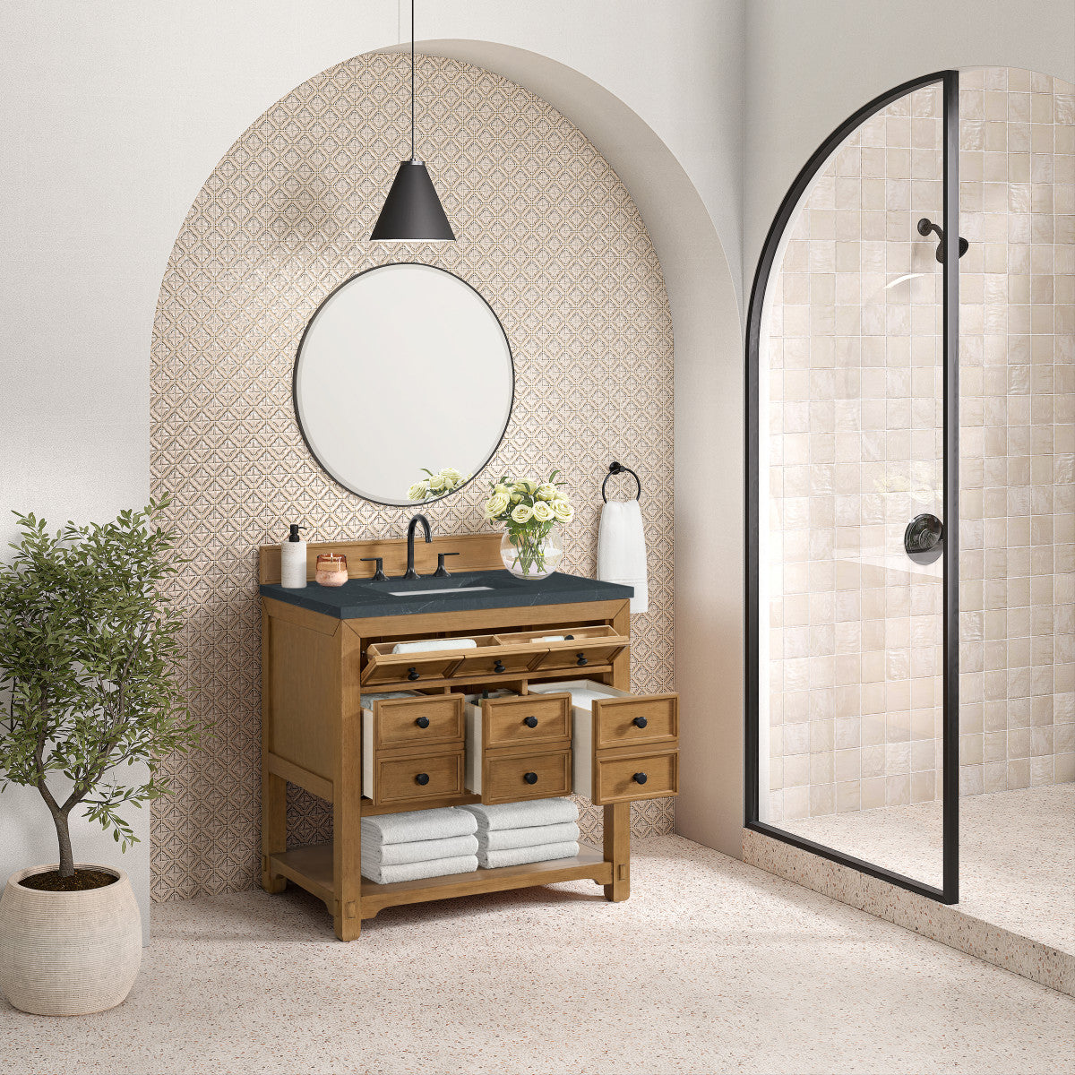Malibu 36" Single Vanity Cabinet, Amber Birch