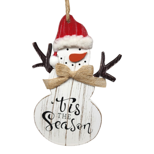 Charming Wooden Snowman Ornament