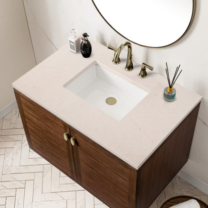 Amberly 36" Single Vanity Cabinet, Mid-Century Walnut