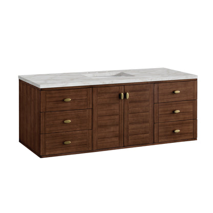 Amberly 60" Single Vanity Cabinet, Mid-Century Walnut