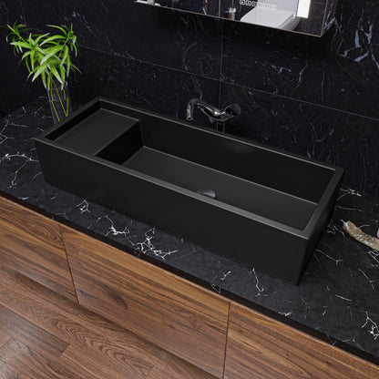ALFI brand  AB39TRBM 39" Black Matte Above Mount Fireclay Bathroom Trough Sink