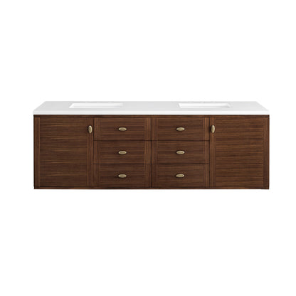 Amberly 72" Double Vanity Cabinet, Mid-Century Walnut