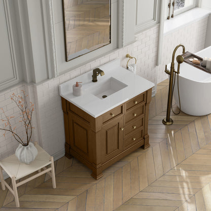 James Martin 547-V36 Brookfield 36” Single Vanity – Black Onyx / Honey Oak / Pearl Charcoal