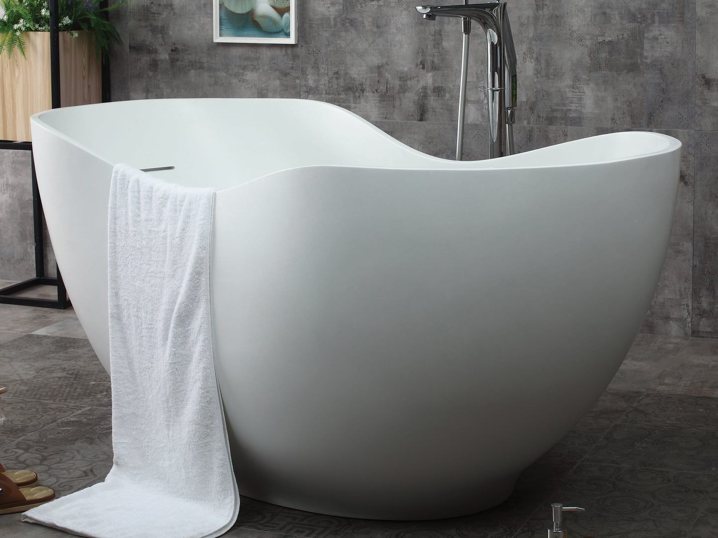 ALFI brand  AB9949 66" White Solid Surface Smooth Resin Soaking Bathtub