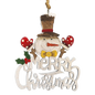 Laser Cut Wooden Ornament - Merry Christmas Snowman