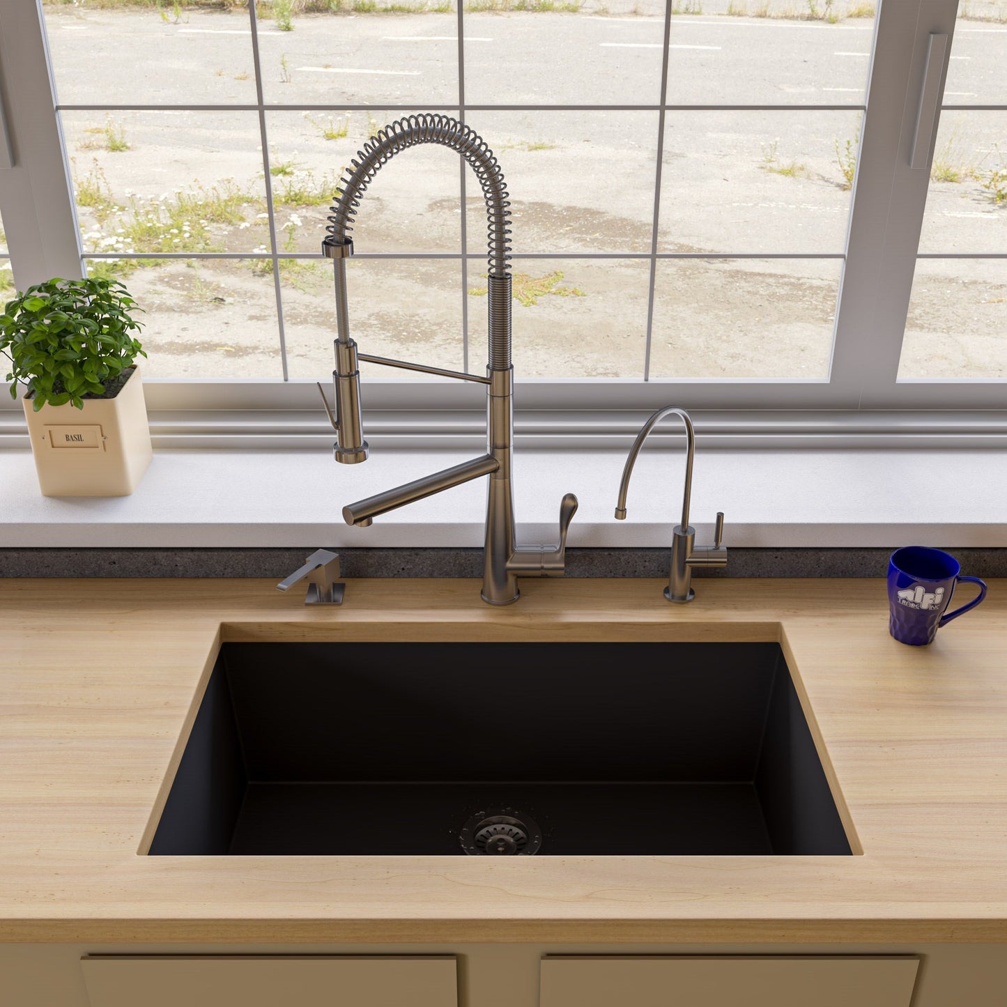 ALFI brand AB3322UM 33" Single Bowl Undermount Granite Composite Kitchen Sink