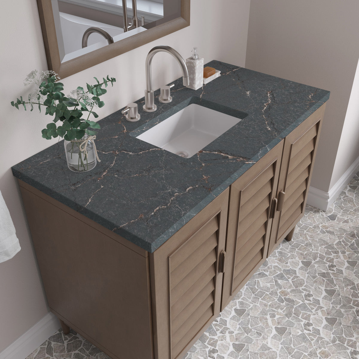 Portland 48" Single Vanity Cabinet, Whitewashed Walnut