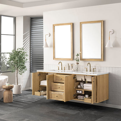 Laurent 72" Double Vanity Cabinet, Light Natural Oak