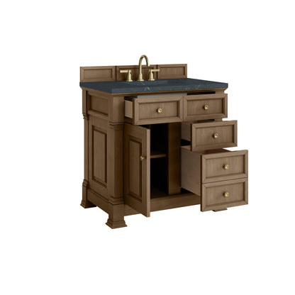 James Martin 547-V36 Brookfield 36” Single Vanity – Black Onyx / Honey Oak / Pearl Charcoal