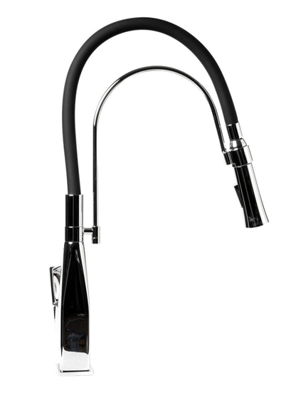 ALFI brand ABKF3023 Square Kitchen Faucet with Black Rubber Stem