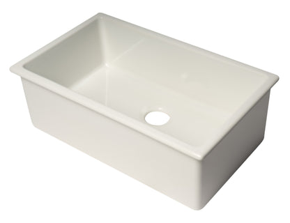 ALFI brand AB3018UD 30" x 18" Fireclay Undermount / Drop In Fireclay Kitchen Sink