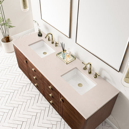 Amberly 72" Double Vanity Cabinet, Mid-Century Walnut