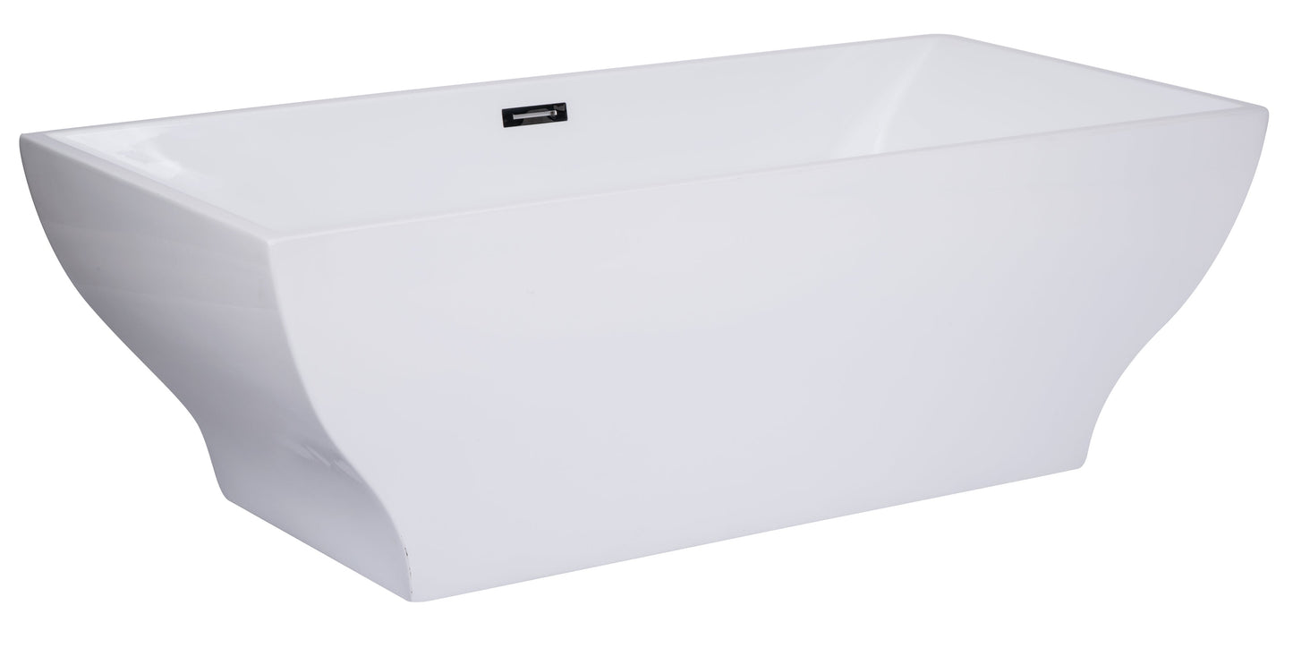 ALFI brand  AB8840 67 inch White Rectangular Acrylic Free Standing Soaking Bathtub