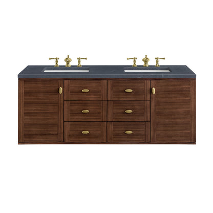 Amberly 60" Double Vanity Cabinet, Mid-Century Walnut
