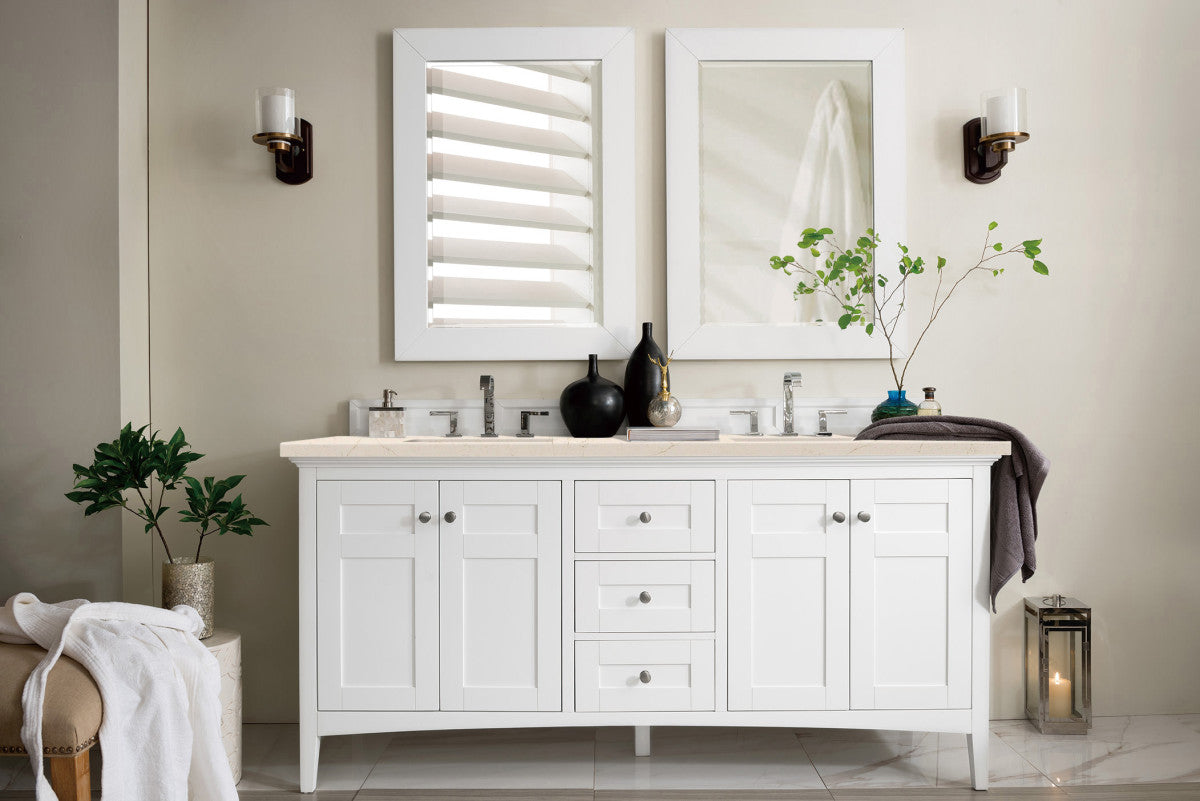 Palisades 72" Double Vanity Cabinet, Bright White