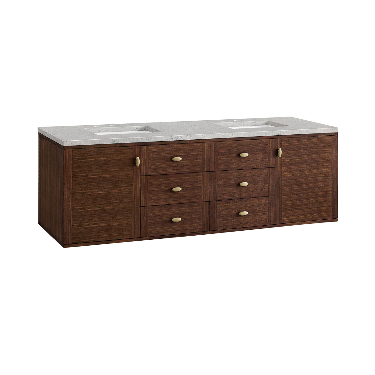Amberly 72" Double Vanity Cabinet, Mid-Century Walnut