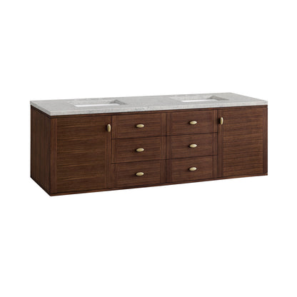 Amberly 72" Double Vanity Cabinet, Mid-Century Walnut