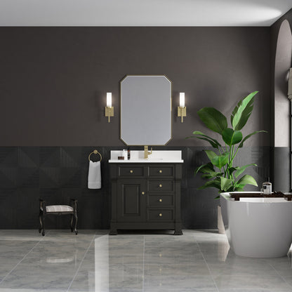 James Martin 547-V36 Brookfield 36” Single Vanity – Black Onyx / Honey Oak / Pearl Charcoal