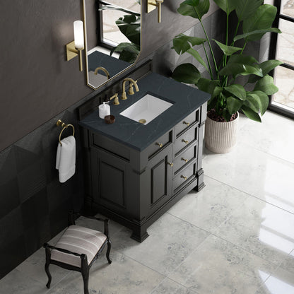 James Martin 547-V36 Brookfield 36” Single Vanity – Black Onyx / Honey Oak / Pearl Charcoal