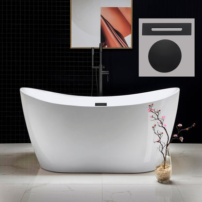 WOODBRIDGE 59" Acrylic Freestanding Bathtub Contemporary Soaking Tub