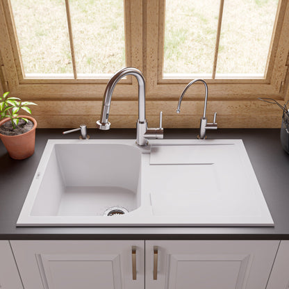 ALFI brand AB1620DI 34" Single Bowl Granite Composite Kitchen Sink with Drainboard