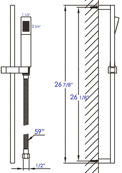 ALFI brand AB7606 Square Sliding Rail Hand Shower Set